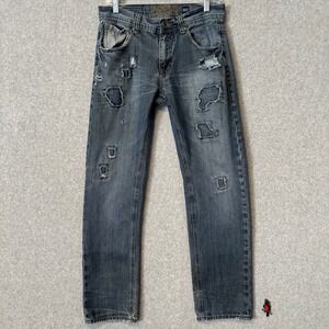 Lazer Mens 30x32 Straight Leg Jeans Blue Jeans Distressed Patchwork Grunge